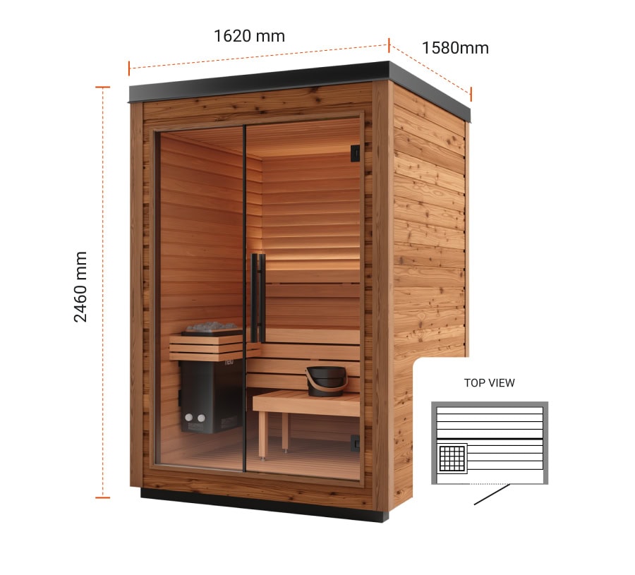 Mira Sauna Natural Small - Dimensions